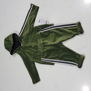 Corduroy Button Up Hoodie and Matching Pants Set